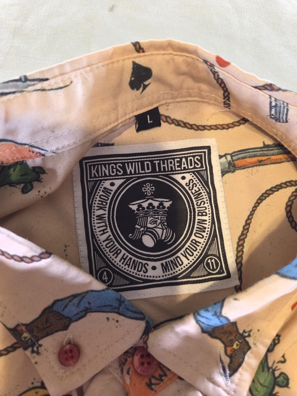 Kings Wild Threads Cowboy Western All Over Print Button Up Shirt Large Rodeo - Picture 6 of 10